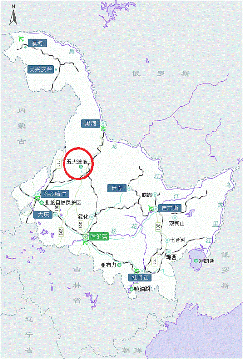 黒龍江省の地図