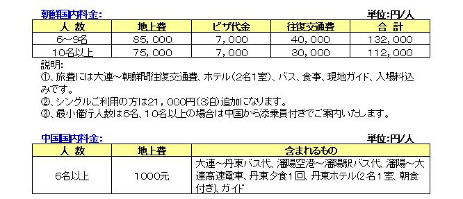 日程A 旅行費用